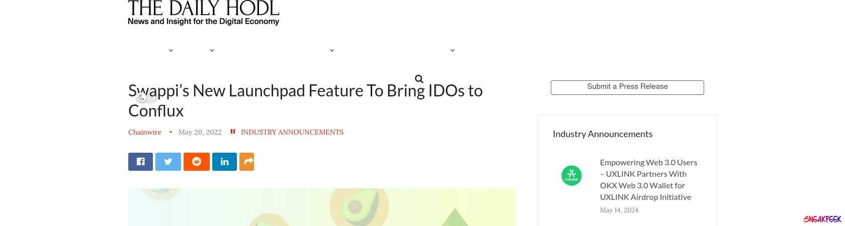 Read the full Article:  ⭲ Swappi’s New Launchpad Feature To Bring IDOs to Conflux