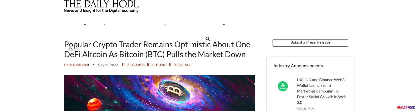 Read the full Article:  ⭲ Popular Crypto Trader Remains Optimistic About One DeFi Altcoin As Bitcoin (BTC) Pulls the Market Down