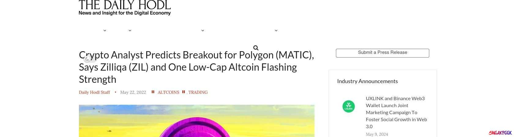 Read the full Article:  ⭲ Crypto Analyst Predicts Breakout for Polygon (MATIC), Says Zilliqa (ZIL) and One Low-Cap Altcoin Flashing Strength