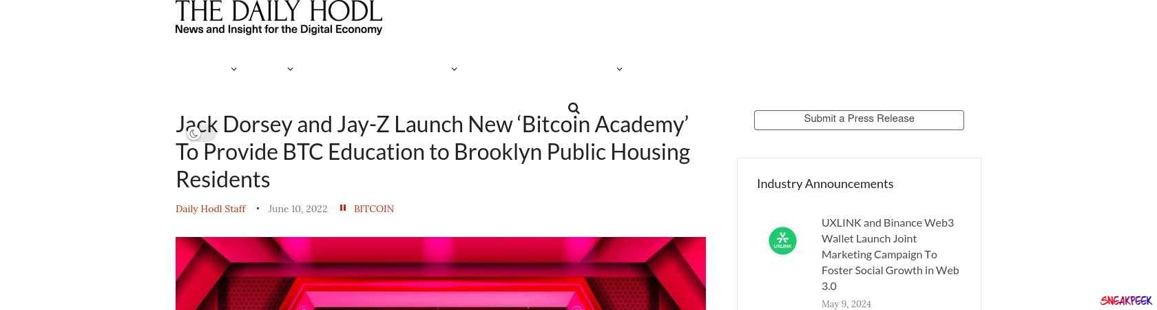 Read the full Article:  ⭲ Jack Dorsey and Jay-Z Launch New ‘Bitcoin Academy’ To Provide BTC Education to Brooklyn Public Housing Residents