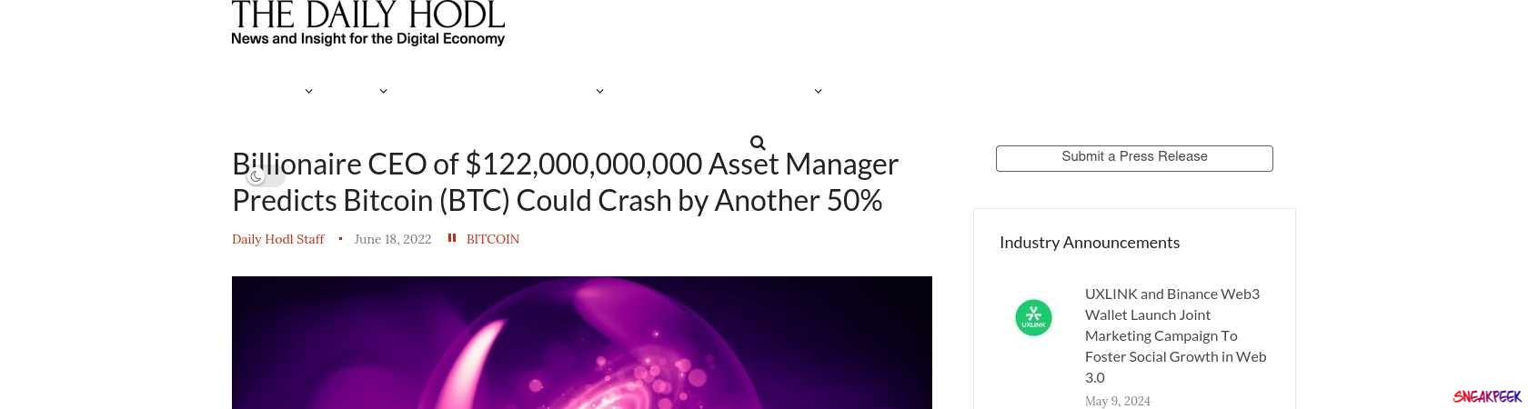 Read the full Article:  ⭲ Billionaire CEO of $122,000,000,000 Asset Manager Predicts Bitcoin (BTC) Could Crash by Another 50%