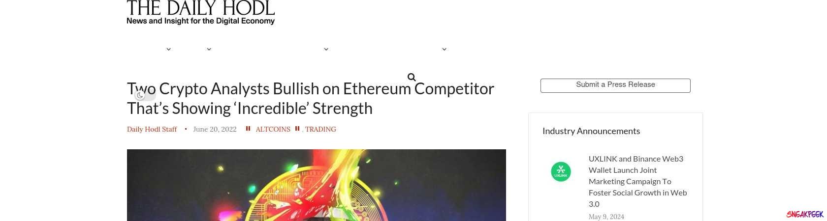 Read the full Article:  ⭲ Two Crypto Analysts Bullish on Ethereum Competitor That’s Showing ‘Incredible’ Strength