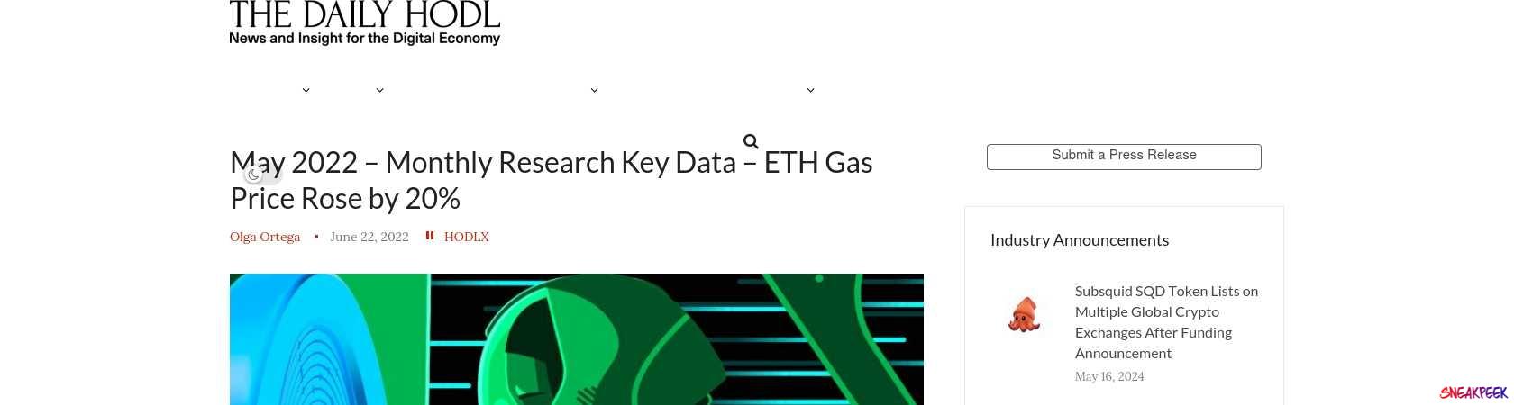 Read the full Article:  ⭲ May 2022 – Monthly Research Key Data – ETH Gas Price Rose by 20%