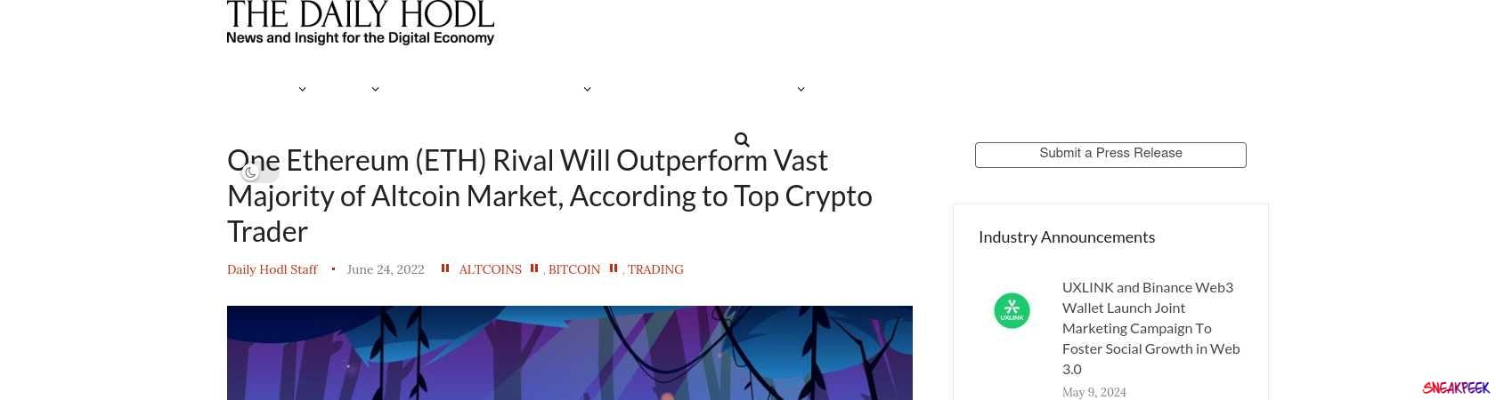 Read the full Article:  ⭲ One Ethereum (ETH) Rival Will Outperform Vast Majority of Altcoin Market, According to Top Crypto Trader