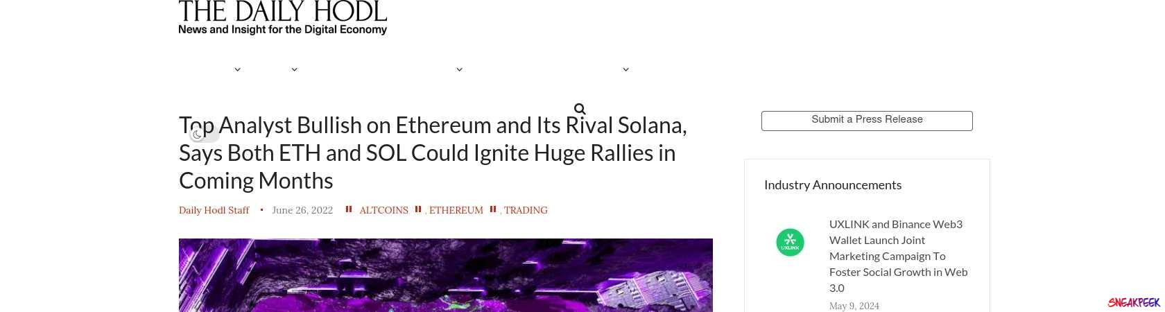 Read the full Article:  ⭲ Top Analyst Bullish on Ethereum and Its Rival Solana, Says Both ETH and SOL Could Ignite Huge Rallies in Coming Months