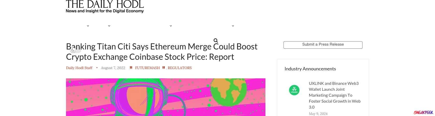Read the full Article:  ⭲ Banking Titan Citi Says Ethereum Merge Could Boost Crypto Exchange Coinbase Stock Price: Report