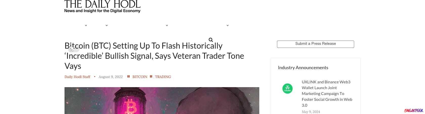 Read the full Article:  ⭲ Bitcoin (BTC) Setting Up To Flash Historically ‘Incredible’ Bullish Signal, Says Veteran Trader Tone Vays
