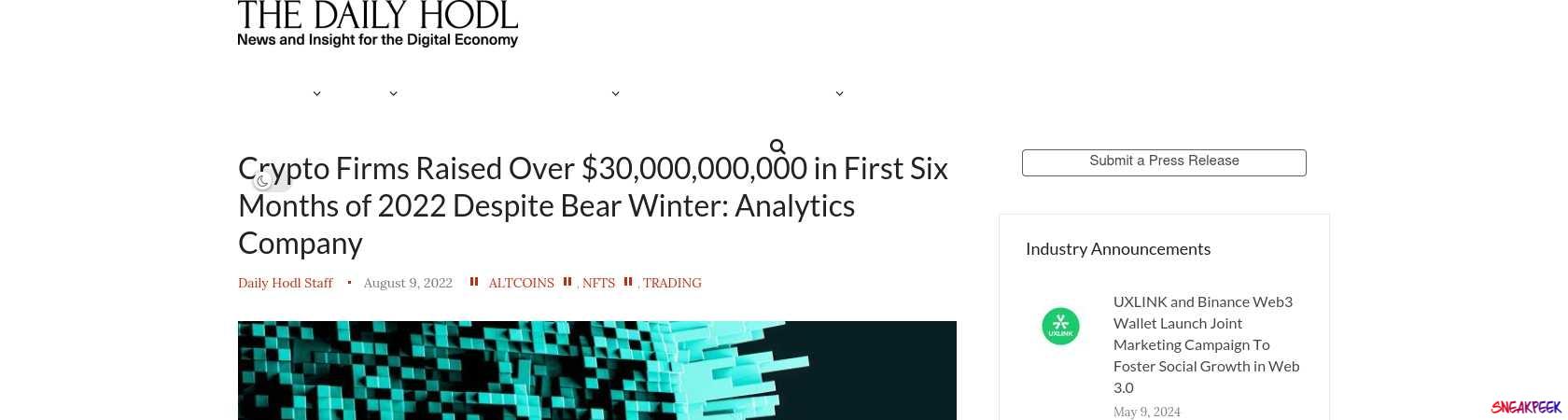 Read the full Article:  ⭲ Crypto Firms Raised Over $30,000,000,000 in First Six Months of 2022 Despite Bear Winter: Analytics Company