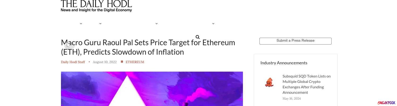 Read the full Article:  ⭲ Macro Guru Raoul Pal Sets Price Target for Ethereum (ETH), Predicts Slowdown of Inflation