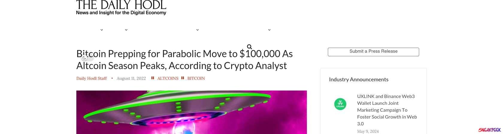 Read the full Article:  ⭲ Bitcoin Prepping for Parabolic Move to $100,000 As Altcoin Season Peaks, According to Crypto Analyst