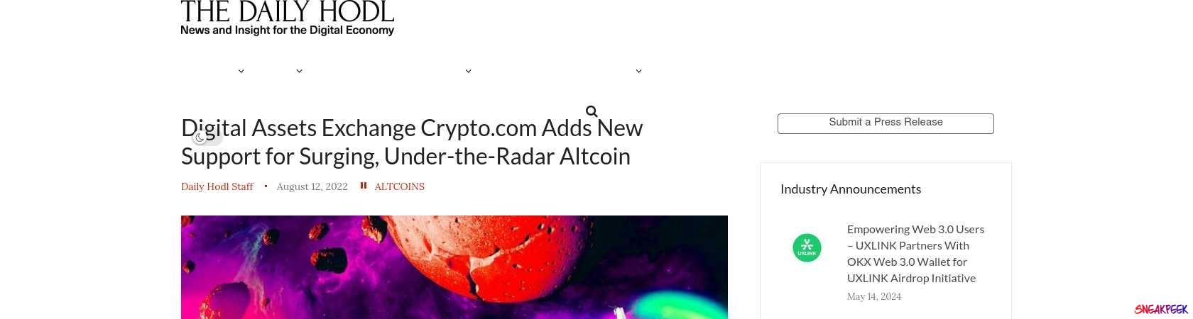 Read the full Article:  ⭲ Digital Assets Exchange Crypto.com Adds New Support for Surging, Under-the-Radar Altcoin