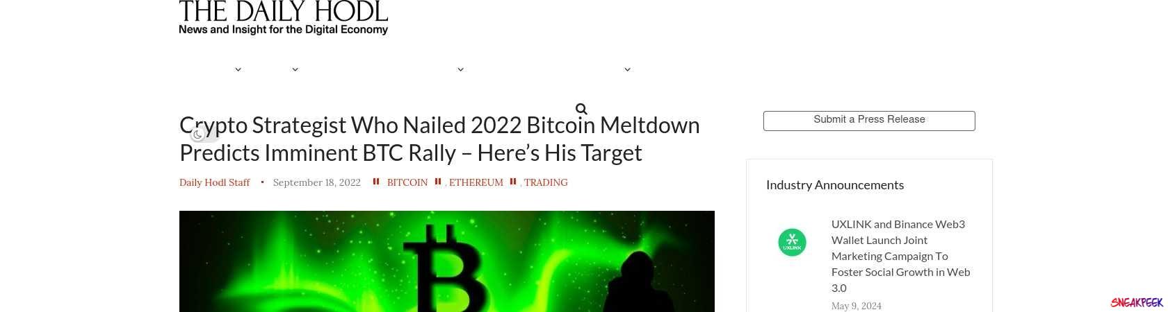 Read the full Article:  ⭲ Crypto Strategist Who Nailed 2022 Bitcoin Meltdown Predicts Imminent BTC Rally – Here’s His Target