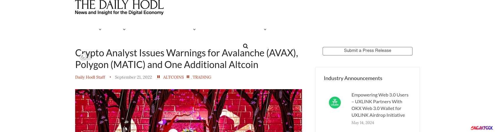 Read the full Article:  ⭲ Crypto Analyst Issues Warnings for Avalanche (AVAX), Polygon (MATIC) and One Additional Altcoin
