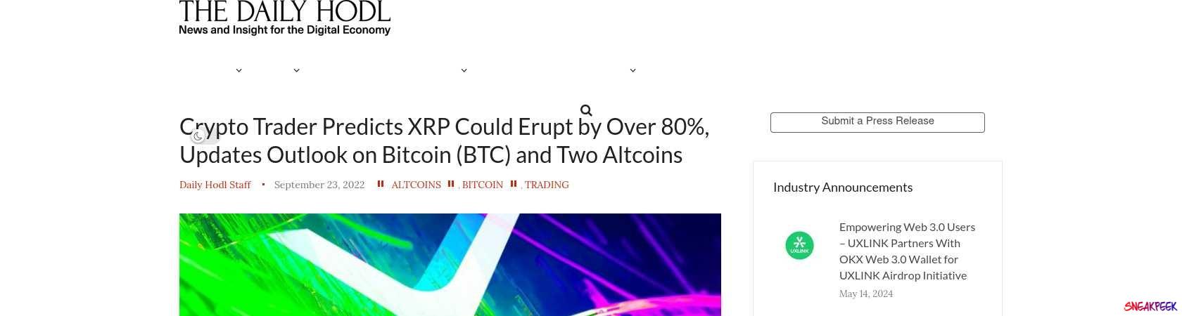 Read the full Article:  ⭲ Crypto Trader Predicts XRP Could Erupt by Over 80%, Updates Outlook on Bitcoin (BTC) and Two Altcoins