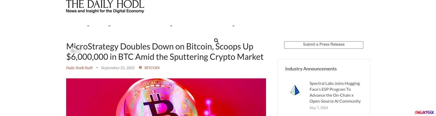 Read the full Article:  ⭲ MicroStrategy Doubles Down on Bitcoin, Scoops Up $6,000,000 in BTC Amid the Sputtering Crypto Market