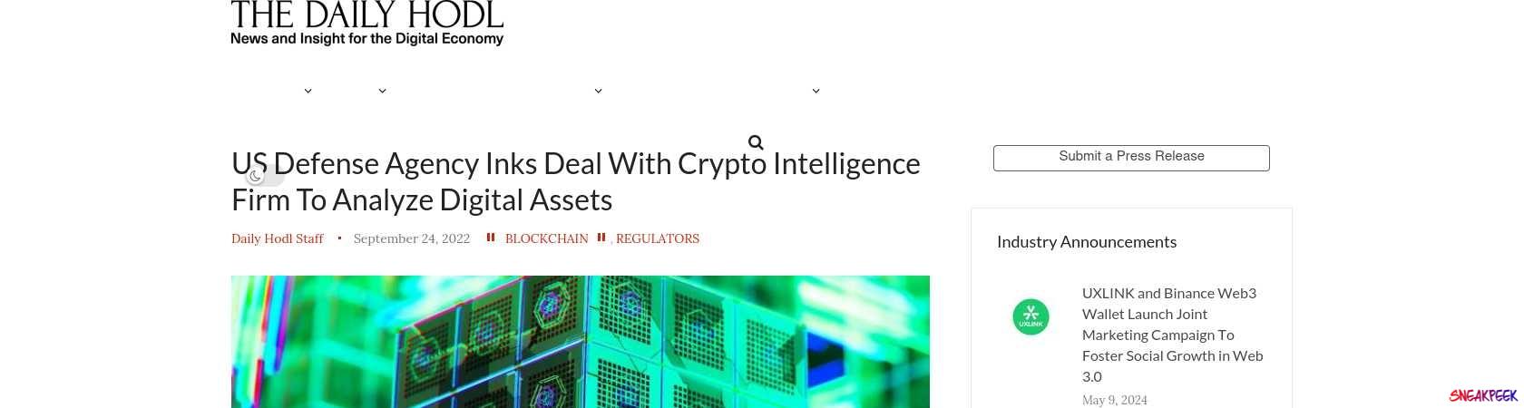 Read the full Article:  ⭲ US Defense Agency Inks Deal With Crypto Intelligence Firm To Analyze Digital Assets