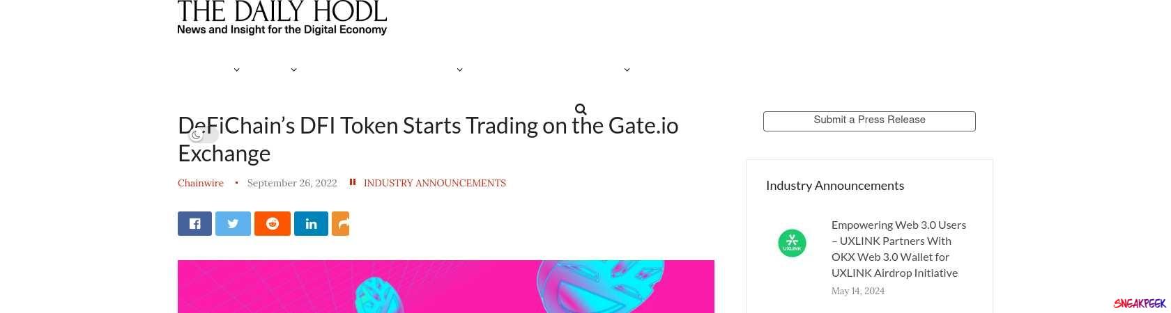 Read the full Article:  ⭲ DeFiChain’s DFI Token Starts Trading on the Gate.io Exchange