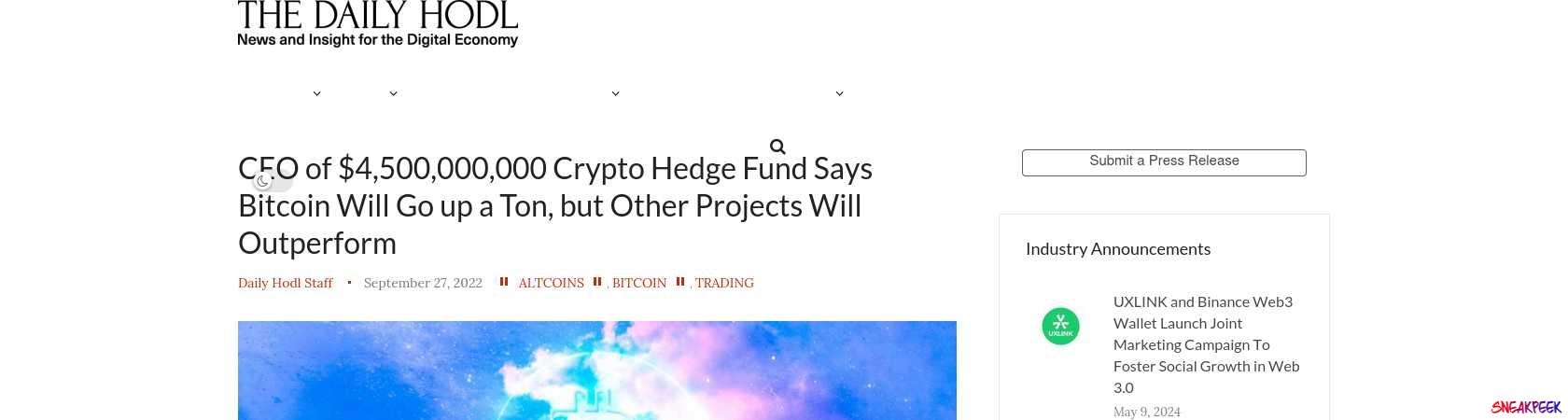 Read the full Article:  ⭲ CEO of $4,500,000,000 Crypto Hedge Fund Says Bitcoin Will Go up a Ton, but Other Projects Will Outperform