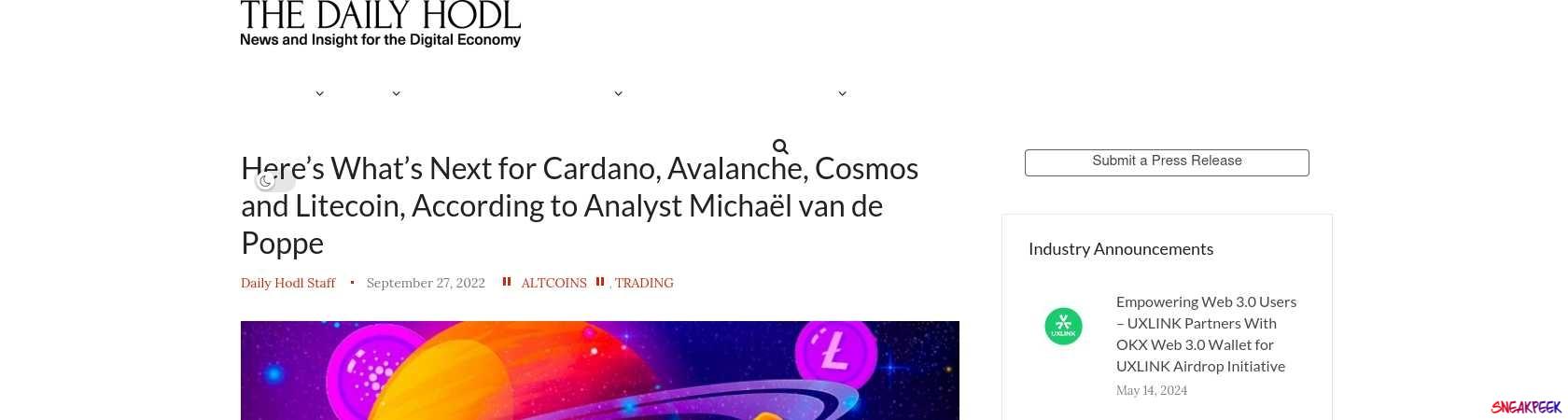 Read the full Article:  ⭲ Here’s What’s Next for Cardano, Avalanche, Cosmos and Litecoin, According to Analyst Michaël van de Poppe