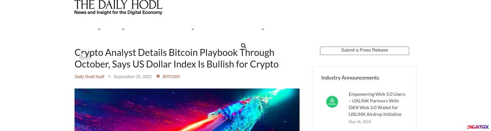 Read the full Article:  ⭲ Crypto Analyst Details Bitcoin Playbook Through October, Says US Dollar Index Is Bullish for Crypto