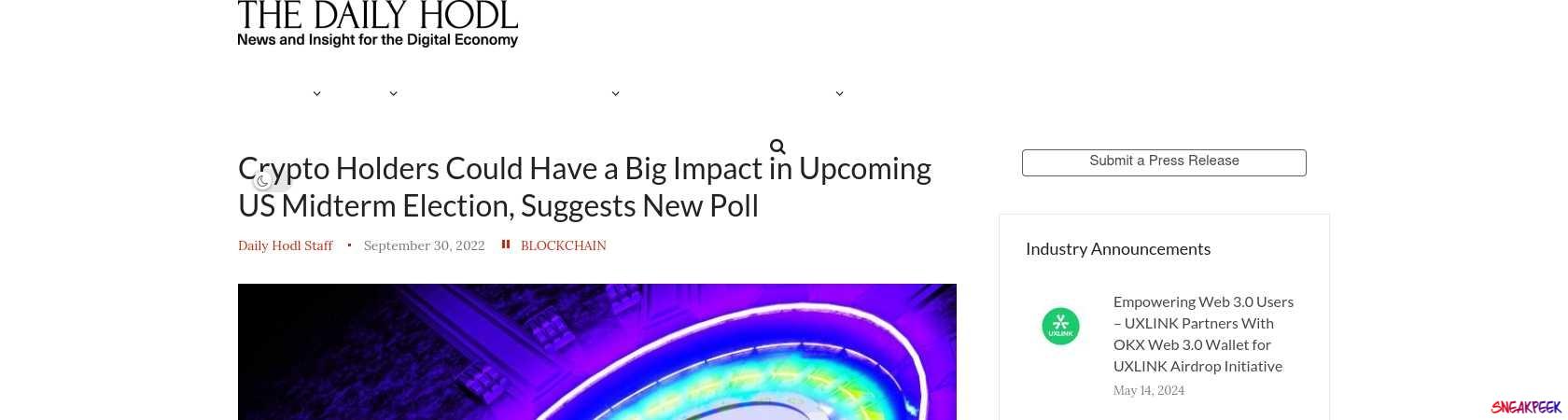 Read the full Article:  ⭲ Crypto Holders Could Have a Big Impact in Upcoming US Midterm Election, Suggests New Poll