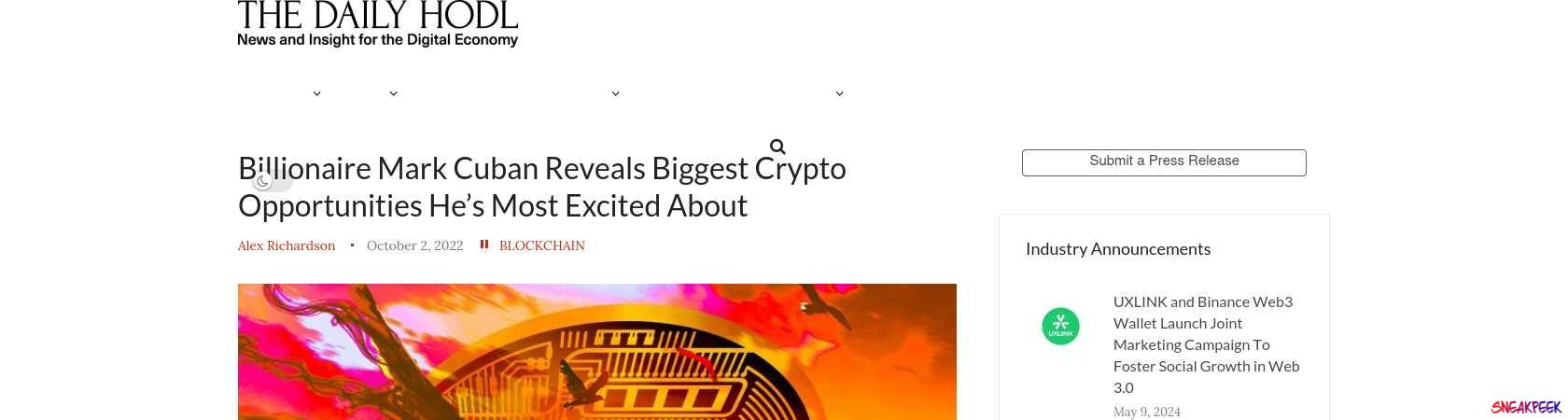 Read the full Article:  ⭲ Billionaire Mark Cuban Reveals Biggest Crypto Opportunities He’s Most Excited About