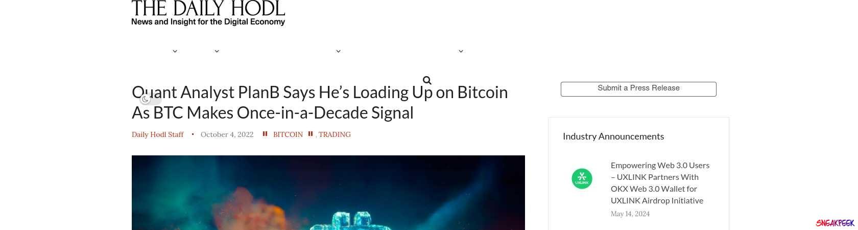 Read the full Article:  ⭲ Quant Analyst PlanB Says He’s Loading Up on Bitcoin As BTC Makes Once-in-a-Decade Signal