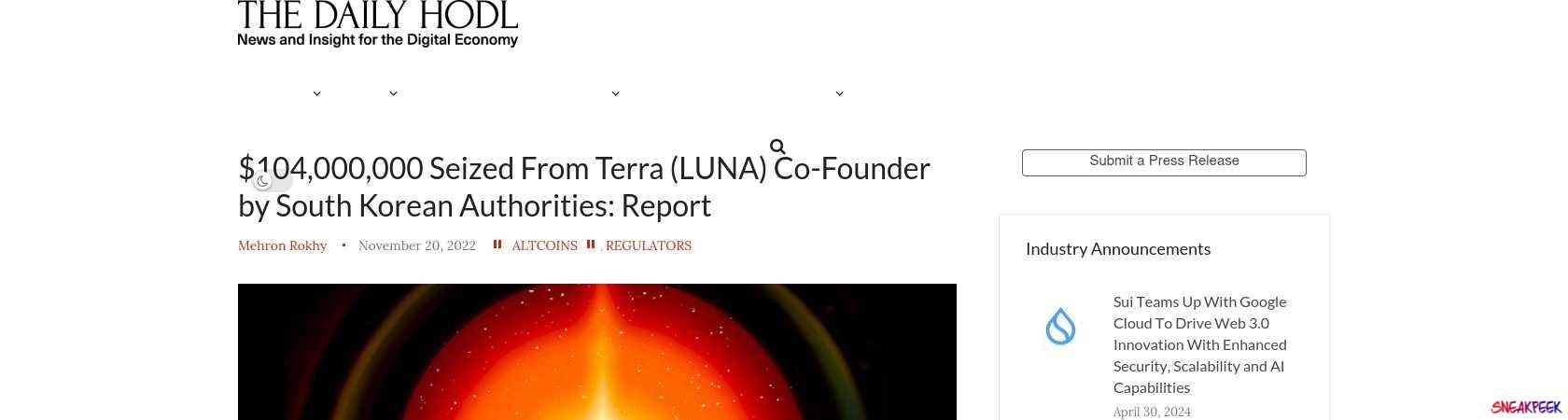 Read the full Article:  ⭲ $104,000,000 Seized From Terra (LUNA) Co-Founder by South Korean Authorities: Report