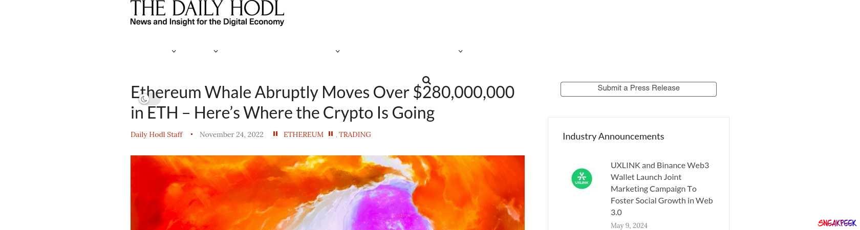 Read the full Article:  ⭲ Ethereum Whale Abruptly Moves Over $280,000,000 in ETH – Here’s Where the Crypto Is Going