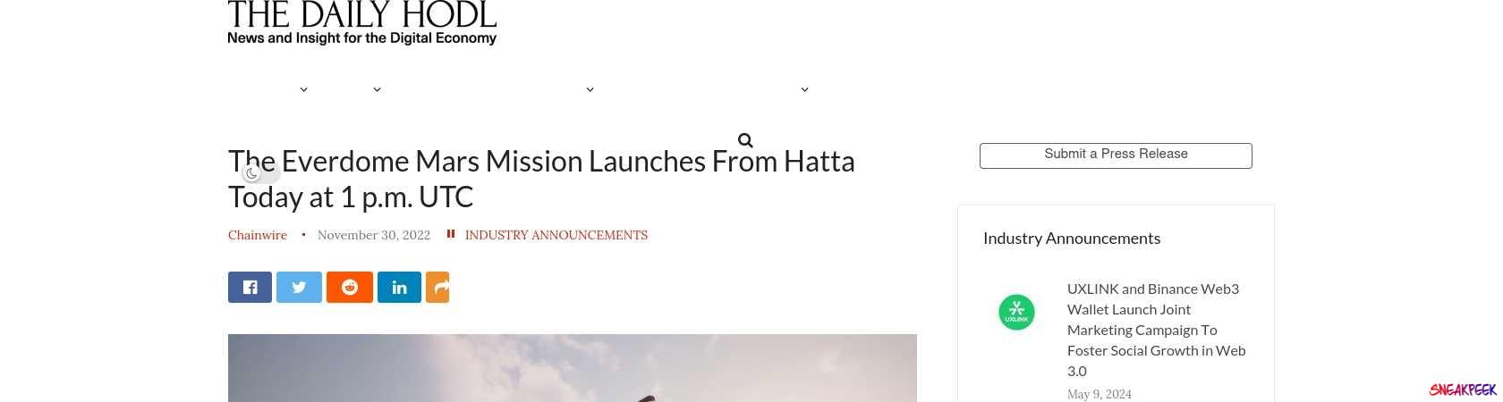 Read the full Article:  ⭲ The Everdome Mars Mission Launches From Hatta Today at 1 p.m. UTC