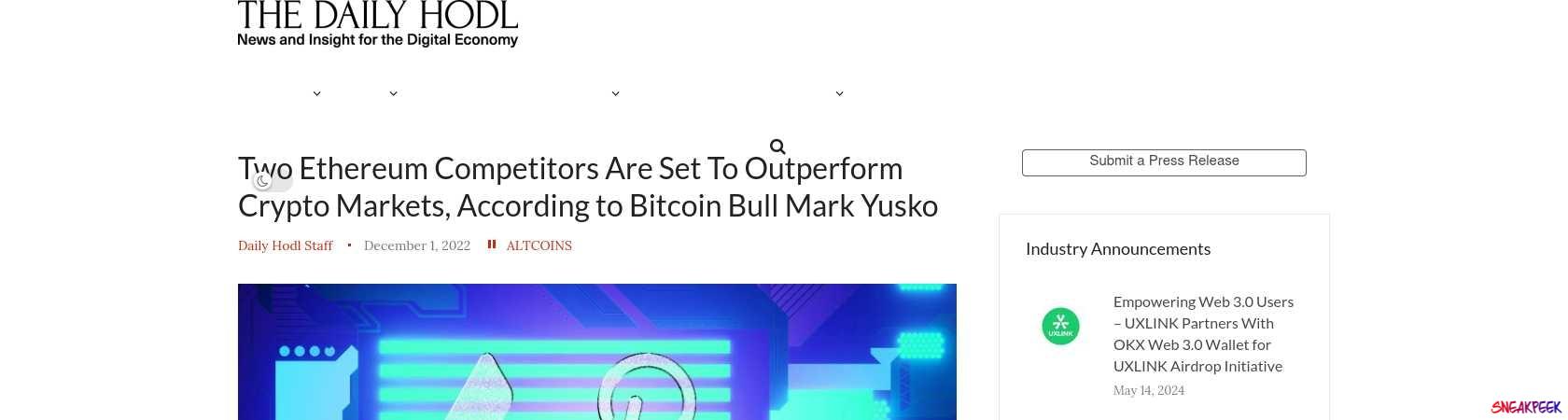 Read the full Article:  ⭲ Two Ethereum Competitors Are Set To Outperform Crypto Markets, According to Bitcoin Bull Mark Yusko