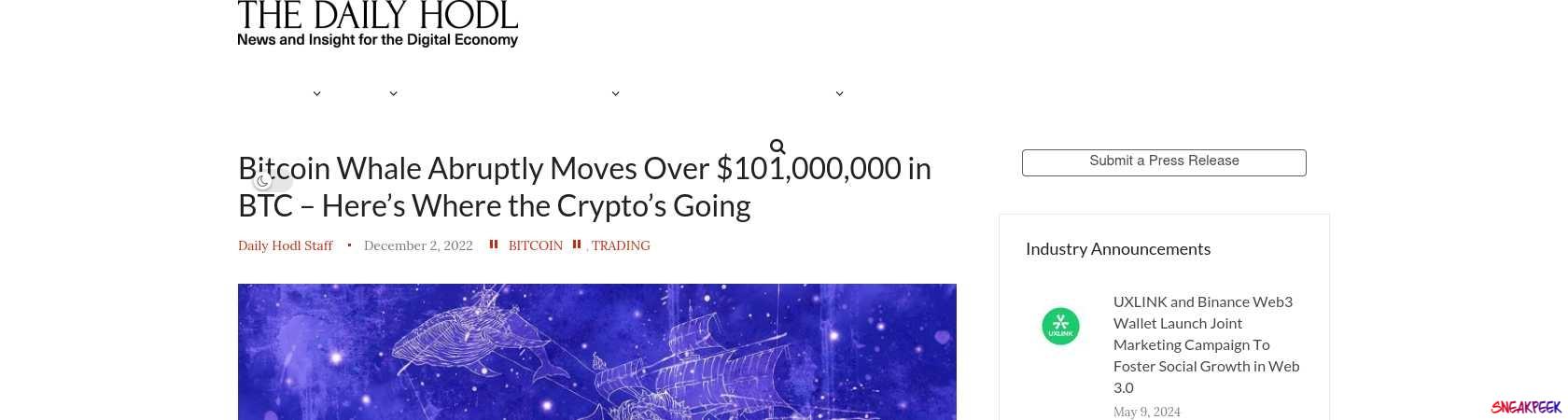 Read the full Article:  ⭲ Bitcoin Whale Abruptly Moves Over $101,000,000 in BTC – Here’s Where the Crypto’s Going
