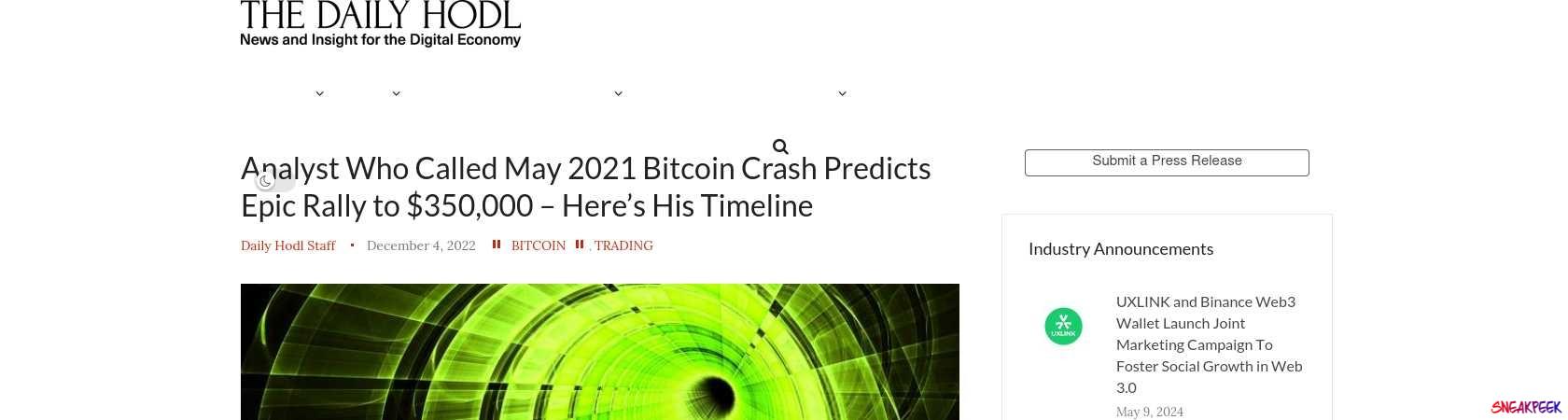 Read the full Article:  ⭲ Analyst Who Called May 2021 Bitcoin Crash Predicts Epic Rally to $350,000 – Here’s His Timeline