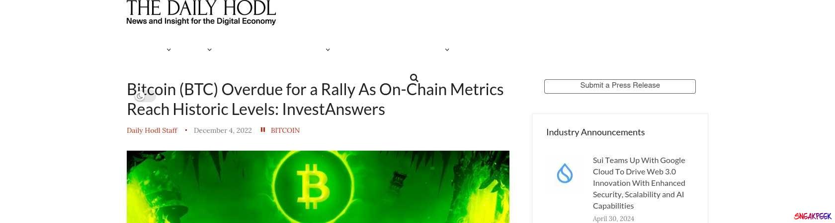 Read the full Article:  ⭲ Bitcoin (BTC) Overdue for a Rally As On-Chain Metrics Reach Historic Levels: InvestAnswers