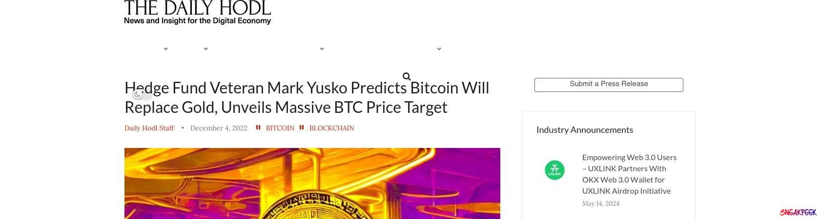 Read the full Article:  ⭲ Hedge Fund Veteran Mark Yusko Predicts Bitcoin Will Replace Gold, Unveils Massive BTC Price Target