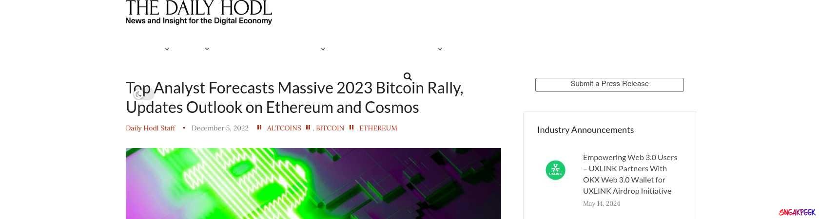 Read the full Article:  ⭲ Top Analyst Forecasts Massive 2023 Bitcoin Rally, Updates Outlook on Ethereum and Cosmos