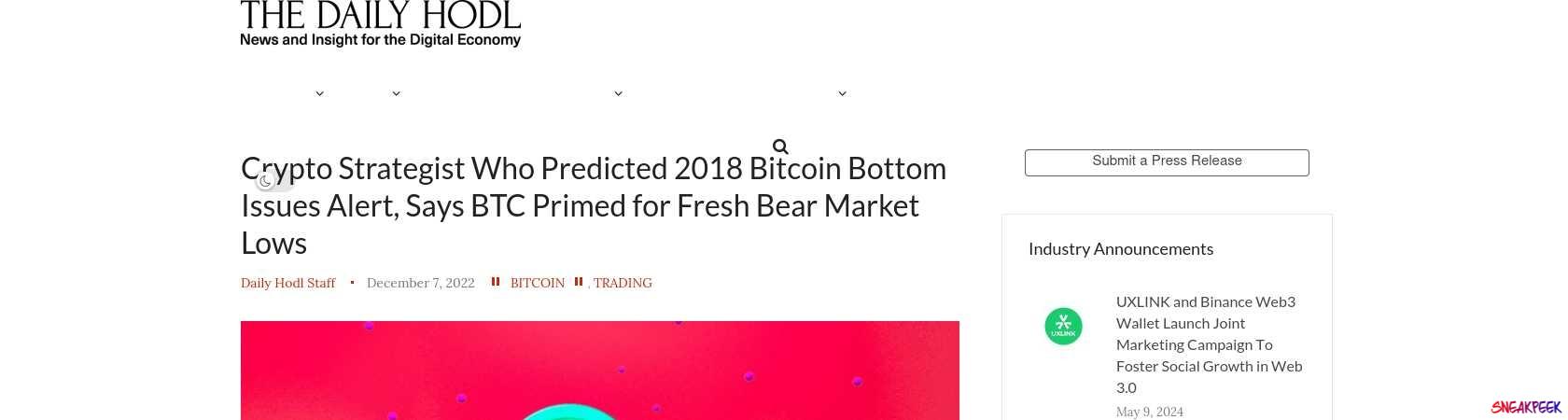 Read the full Article:  ⭲ Crypto Strategist Who Predicted 2018 Bitcoin Bottom Issues Alert, Says BTC Primed for Fresh Bear Market Lows