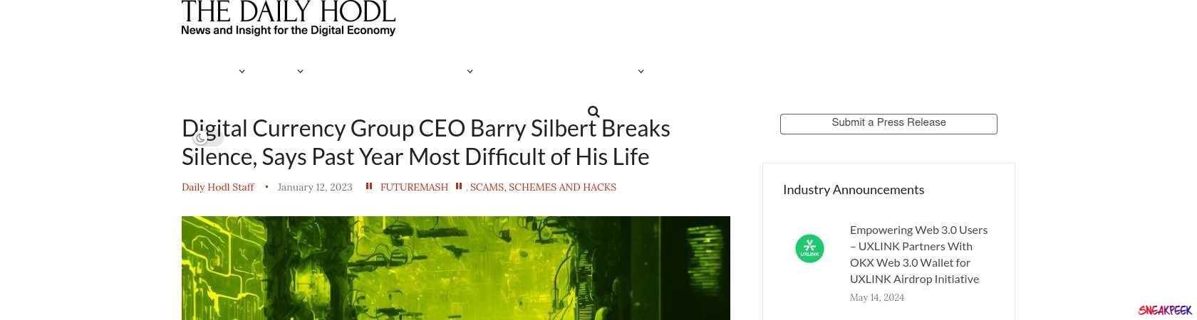 Read the full Article:  ⭲ Digital Currency Group CEO Barry Silbert Breaks Silence, Says Past Year Most Difficult of His Life