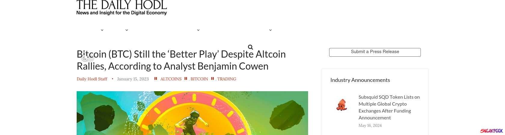 Read the full Article:  ⭲ Bitcoin (BTC) Still the ‘Better Play’ Despite Altcoin Rallies, According to Analyst Benjamin Cowen