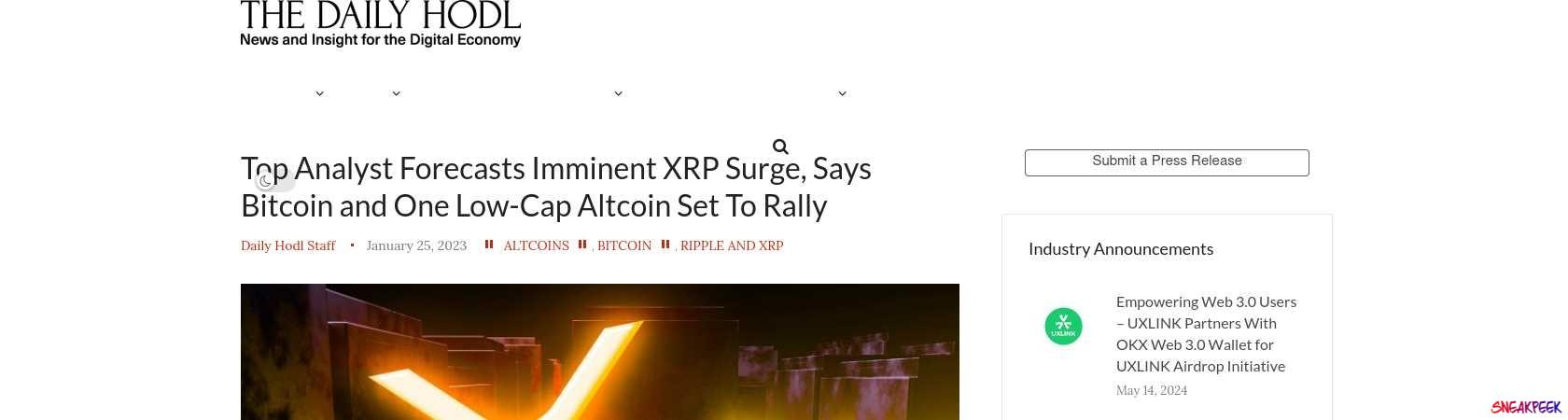 Read the full Article:  ⭲ Top Analyst Forecasts Imminent XRP Surge, Says Bitcoin and One Low-Cap Altcoin Set To Rally