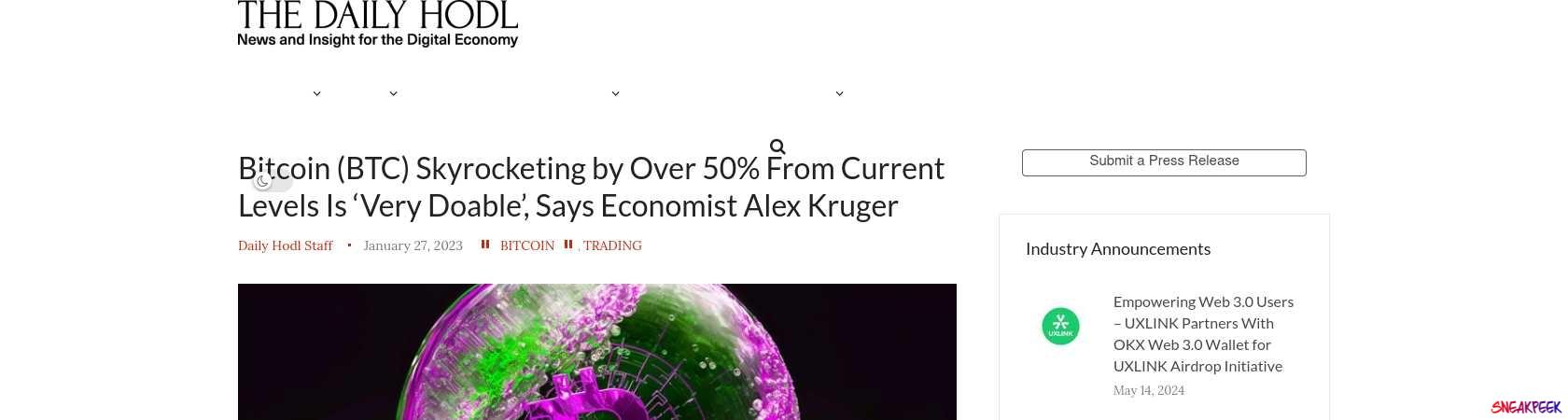 Read the full Article:  ⭲ Bitcoin (BTC) Skyrocketing by Over 50% From Current Levels Is ‘Very Doable’, Says Economist Alex Kruger