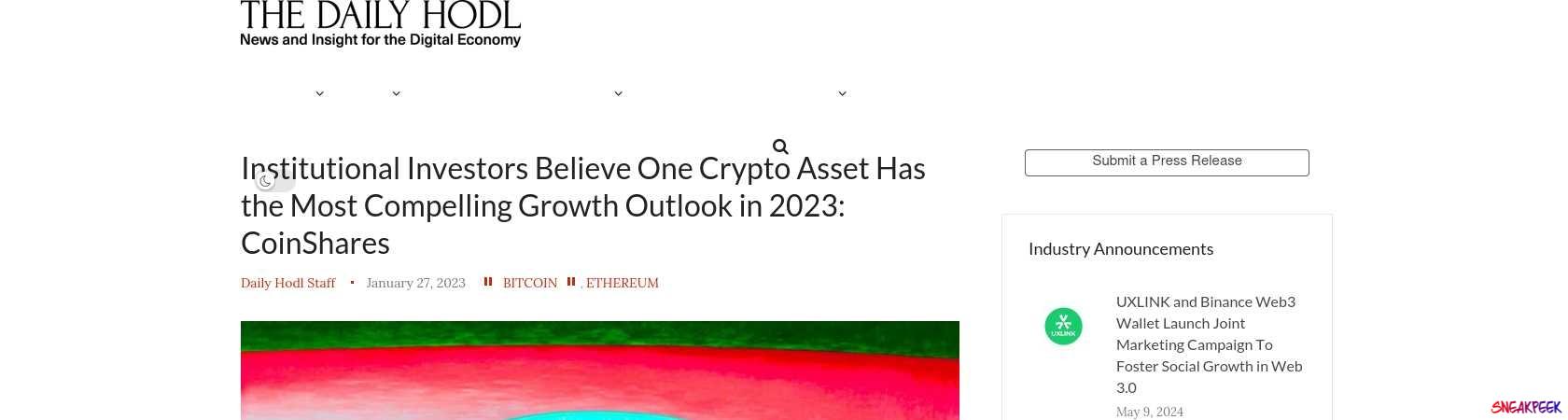 Read the full Article:  ⭲ Institutional Investors Believe One Crypto Asset Has the Most Compelling Growth Outlook in 2023: CoinShares