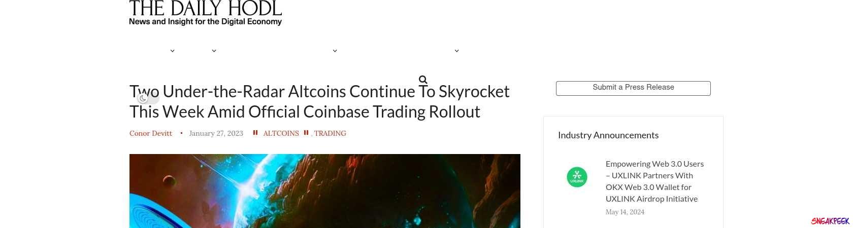 Read the full Article:  ⭲ Two Under-the-Radar Altcoins Continue To Skyrocket This Week Amid Official Coinbase Trading Rollout