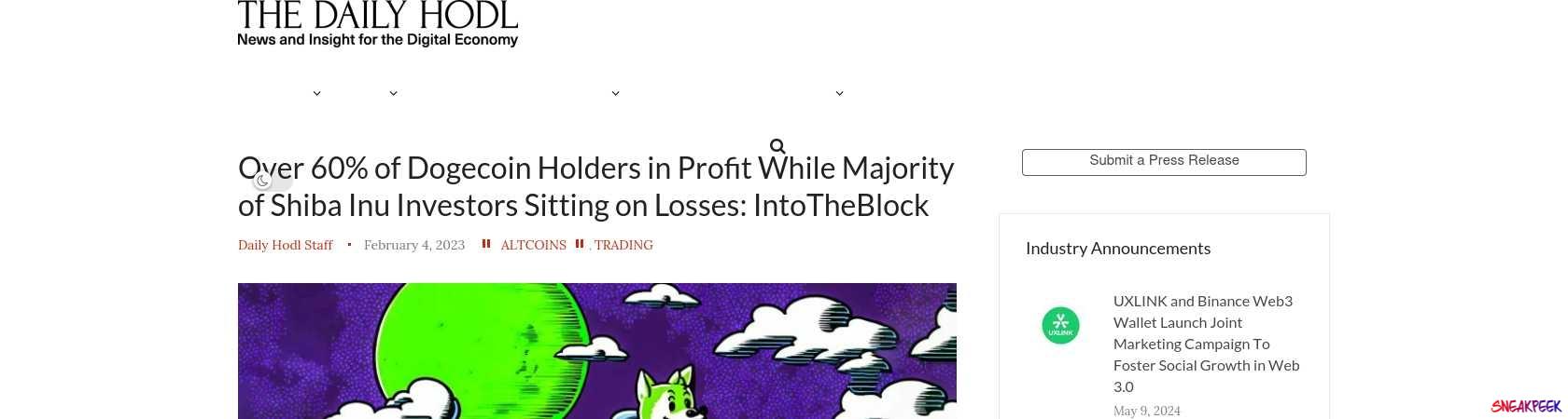 Read the full Article:  ⭲ Over 60% of Dogecoin Holders in Profit While Majority of Shiba Inu Investors Sitting on Losses: IntoTheBlock