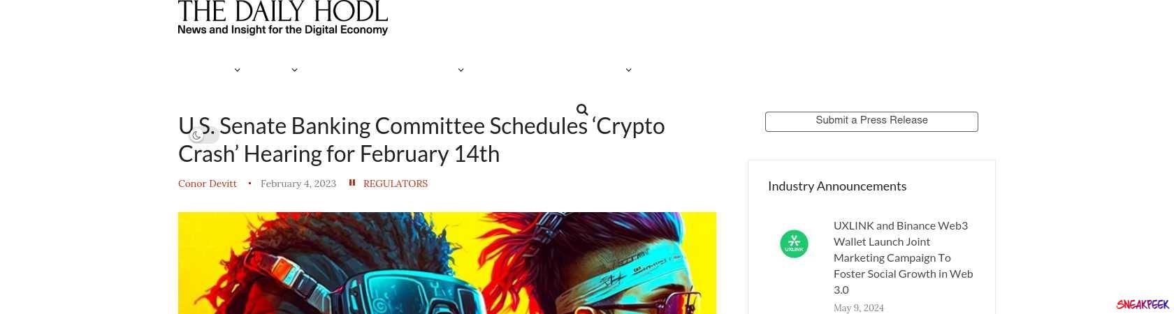 Read the full Article:  ⭲ U.S. Senate Banking Committee Schedules ‘Crypto Crash’ Hearing for February 14th