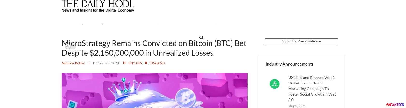 Read the full Article:  ⭲ MicroStrategy Remains Convicted on Bitcoin (BTC) Bet Despite $2,150,000,000 in Unrealized Losses