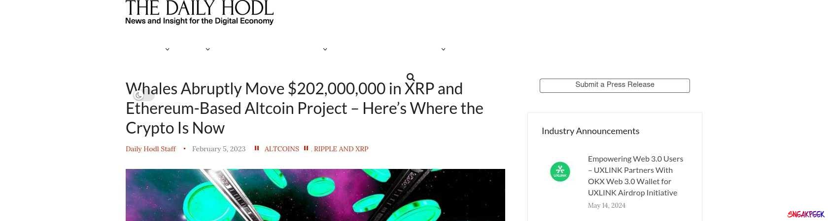Read the full Article:  ⭲ Whales Abruptly Move $202,000,000 in XRP and Ethereum-Based Altcoin Project – Here’s Where the Crypto Is Now