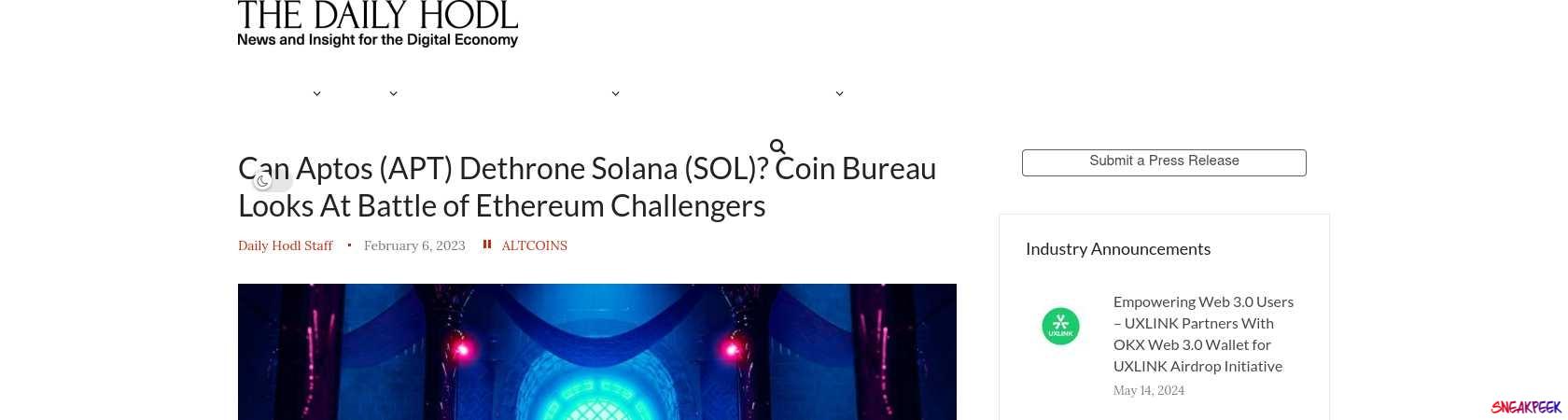 Read the full Article:  ⭲ Can Aptos (APT) Dethrone Solana (SOL)? Coin Bureau Looks At Battle of Ethereum Challengers