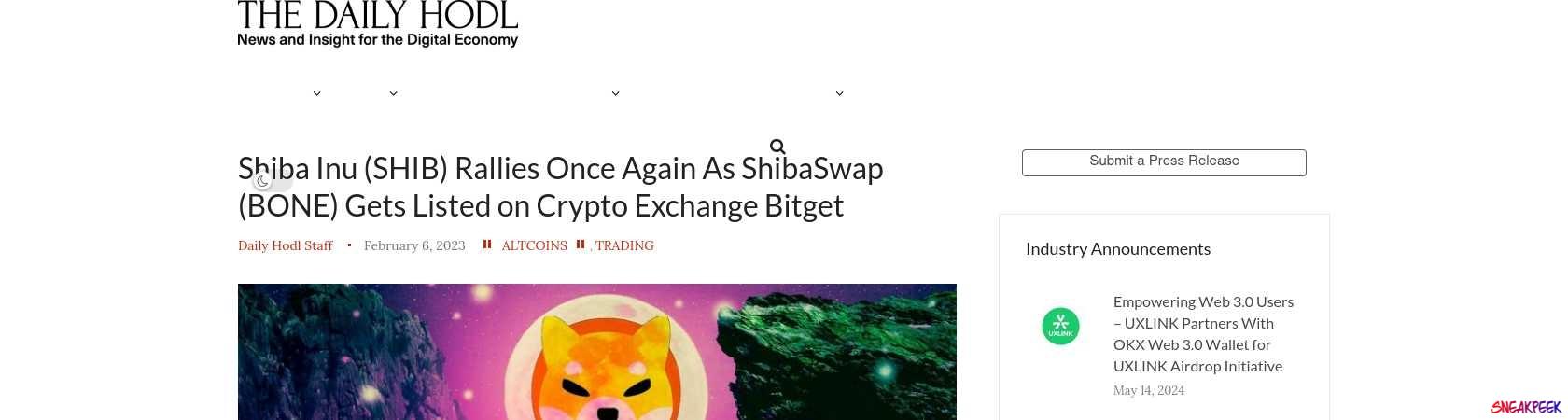 Read the full Article:  ⭲ Shiba Inu (SHIB) Rallies Once Again As ShibaSwap (BONE) Gets Listed on Crypto Exchange Bitget