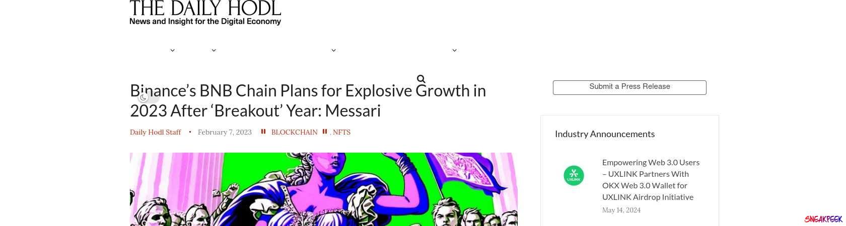 Read the full Article:  ⭲ Binance’s BNB Chain Plans for Explosive Growth in 2023 After ‘Breakout’ Year: Messari
